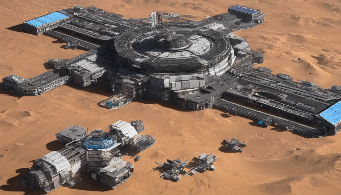 (((The space station is massively bigger than Babylon 5, but in the shape of Deep Space 9))). (((The space station has 6 O'Neal Class space stations off in 5 different equilateral directions, & 1 down the middle))). It's 10 times bigger than Saturn, and generates it's own power. There are hundreds of starships going to & fro, from the station, at any hour of the day. The station is in the center of the foreground. There are many stars, a nebula, and a comet, in the background. (((Use the following styles:conceptual art, protovision,3d render, architecture, portrait photography, cinematic, diamond, alienWalter Matt Jeffries, Issac Asimov, Stanley Kubrick, and Larry Niven))).