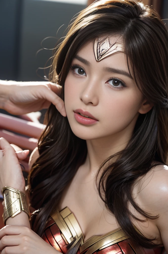 私はWonder Womanです、完璧なWonder Womanの衣装,kneel,Man licks my face with his tongue,Men lick my head with their tongues,Man licks my hair with his tongue,My body was licked by a man,sleeping face, closure ~ Eye,open mouth,Tired face,pained face,sleeping face,Slap in the face,Being slapped in the face,Fighting with men,fight with men,surrounded by men,,caught between men,Stopped by a man,Entangled with males, Being attacked by a man,brown hair, masterpiece、beautiful girl、漂亮的Eye、puffy Eye、best quality, 超high resolution, (Reality: 1.4), theater lighting,so beautiful、Beautiful skin、(超Reality的な)、(high resolution)、(8K)、(Very detailed)、(beautiful and 漂亮的Eye)、(Very detailed)、 Delicate face、Diagonal bracelet hair、brown hair、20 years old、Wonder Womanのコスプレ,Wonder Woman