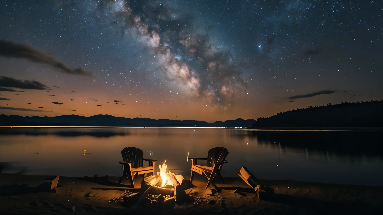 Night Camp bonfire Calming atmosphere relax Adult atmosphere at dusk Nobody is here Starry Sky