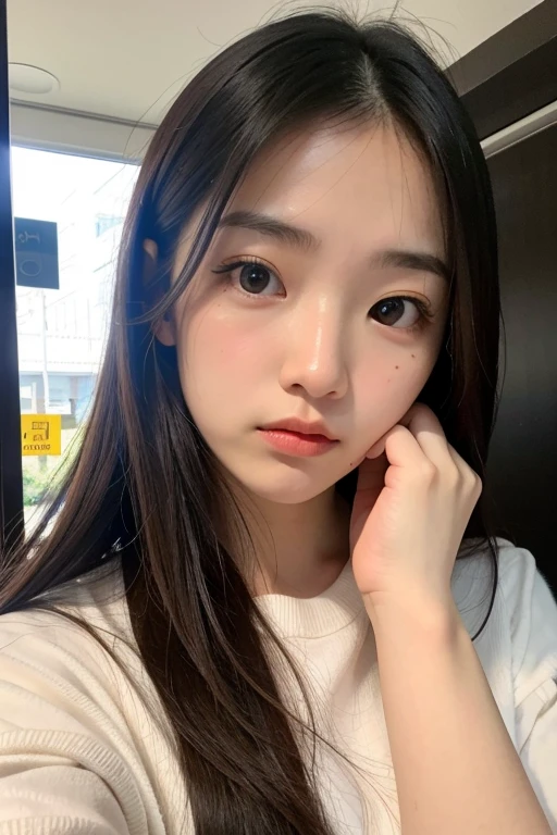 1 girl with long face