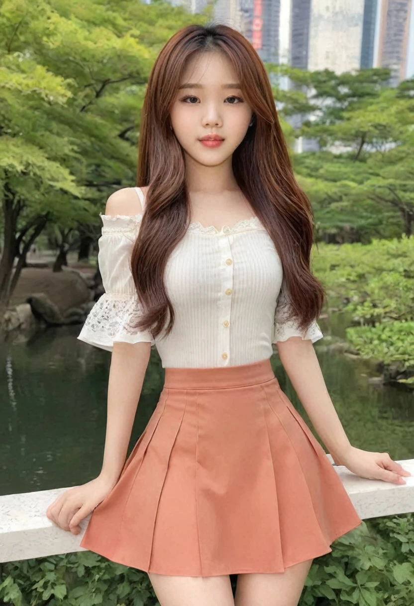 (best high quality:1.2), Work of art, 8k, extremely detailed, (High detail:1.2), (Hotlexi woman), Solo, 24 year old Korean Ulzzang female, ((skirt)),