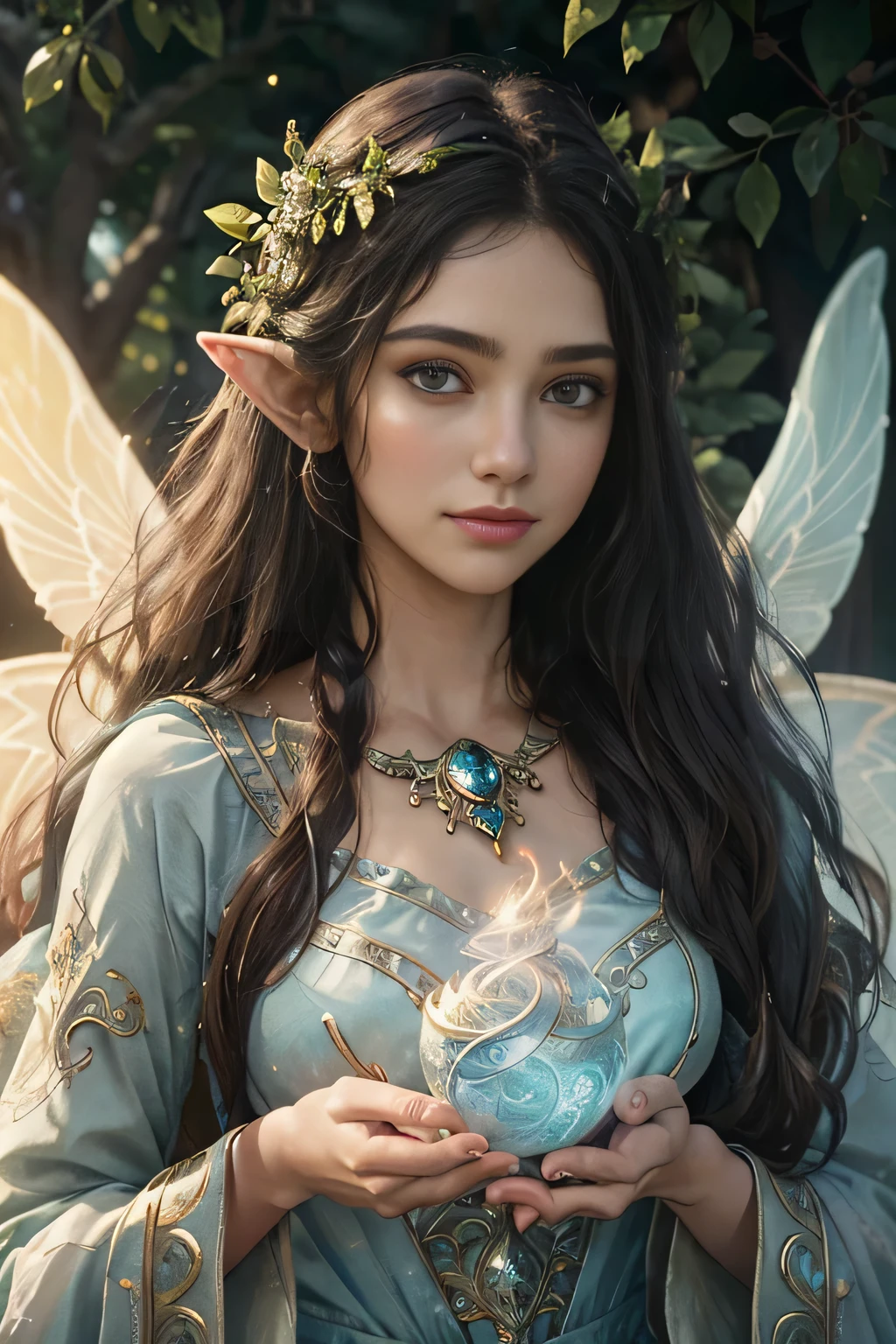 (Best quality, 4k, High-resolution, Masterpiece:1.2), Ultra-detailed, Realistic, Radiant lighting, Epoch Elves, Portraits, Fantastical colors, Fine art, Ethereal beings, Dreamlike, Whimsical creatures, Detailed facial features, Glowing eyes, Elven beauties, Ethereal glow, Mythical creatures, Harmonious composition, Dazzling colors, Stunning visual effects, Otherworldly appearance, Mesmerizing artistry, 