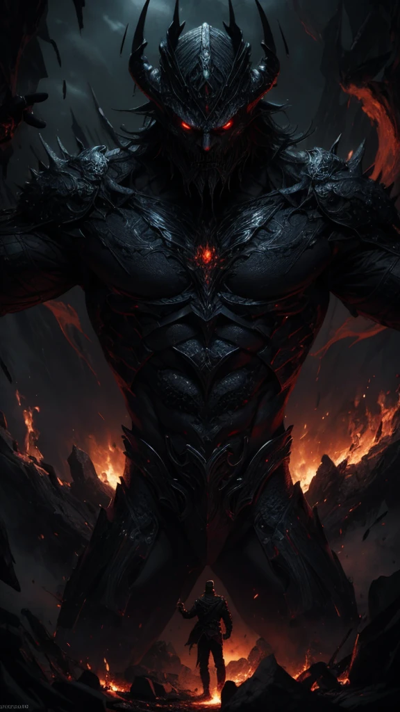a dark sorcerer, cinaded, ambitious, power-hungry, malevolent, master of fire and dark magic, menacing presence, believed to be defeated and sealed away, whispers of his return, extremely detailed, dark fantasy, dramatic lighting, cinematic, moody atmosphere, rich colors, dramatic shadows, volumetric lighting, highly detailed, intricate details, photorealistic, cinematic composition, dramatic poses, hyper realistic, ultra-detailed, 8k, best quality