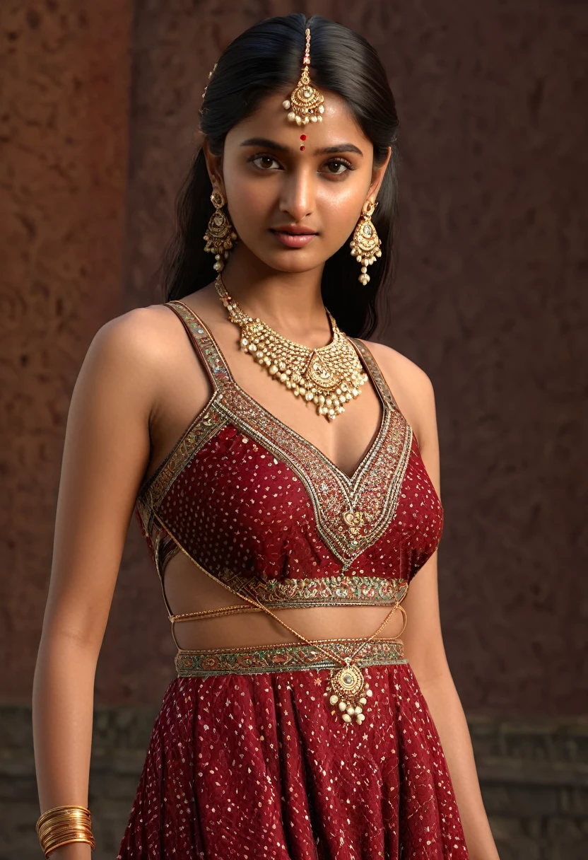 young Indian hot girl, 28-year-old, old looking top, 100 AD style dress, gentle lighting, intricate facial details, flawless complexion,full body picture, top-notch 3D rendering, hyper-realistic, photorealistic digital art trending on Artstation 8k HD high definition detailed realistic, detailed, skin texture, hyper detailed, realistic skin texture, armature, best quality, ultra high res, (photorealistic:1.4),, high resolution, detailed, raw photo, 400 camera f1.6 lens rich colors hyper realistic lifelike texture dramatic lighting