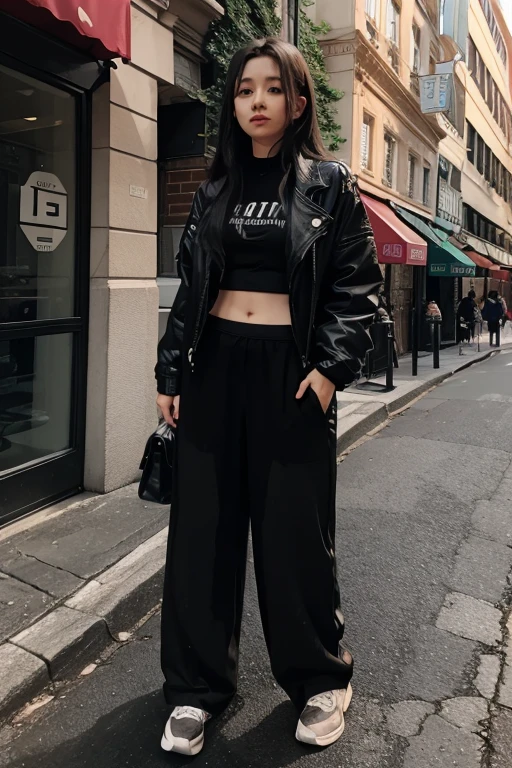 Malay Girl sees the ghost and pees her black palazzo pants until her pants are wet in fright.