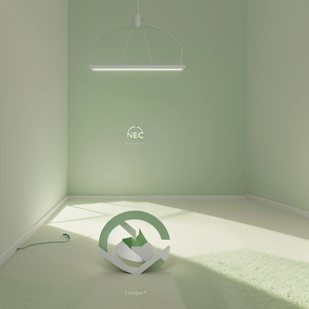 a high quality, detailed logo of a green energy-efficient lighting company, elegant logo design with minimalist geometric shapes, soft green and white color palette, 3D rendered, glowing effect, studio lighting, clean and modern aesthetic, photorealistic, high resolution