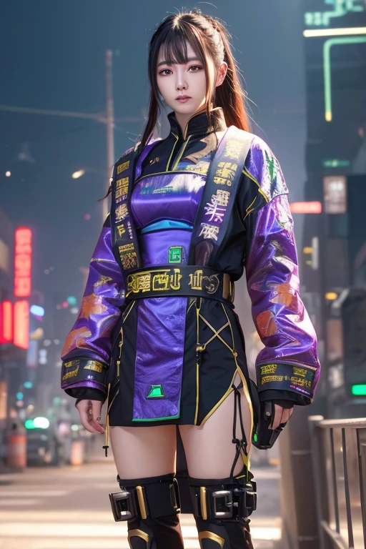 Digital Cyberpunk Art、highest quality、Ultra-high quality CG Unity 8K、Cyberpunk Chinese Dress、Shiny metallic、(wariza)
