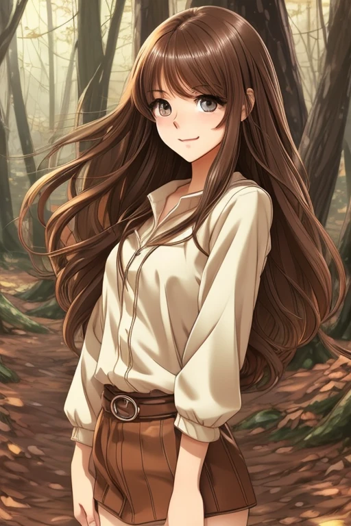High quality, girl, beautiful skin, well-proportioned face, beautiful hair
middle hair ahoge
Double eyelids, big eyes, brown eyes
Smile face angle is 45 degrees
The pose is a sexy pose with her hair combed while standing.
The background is a fantastic forest
Clothes are fantasy
The drawing style is Japanese anime-style illustrations.
Japanese