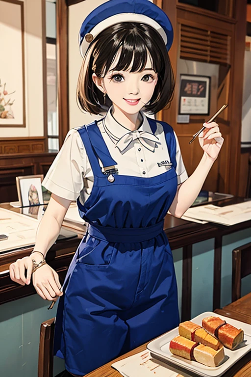 highest quality、masterpiece、High sensitivity、High resolution、One Woman、Fast food、part-time job、smile