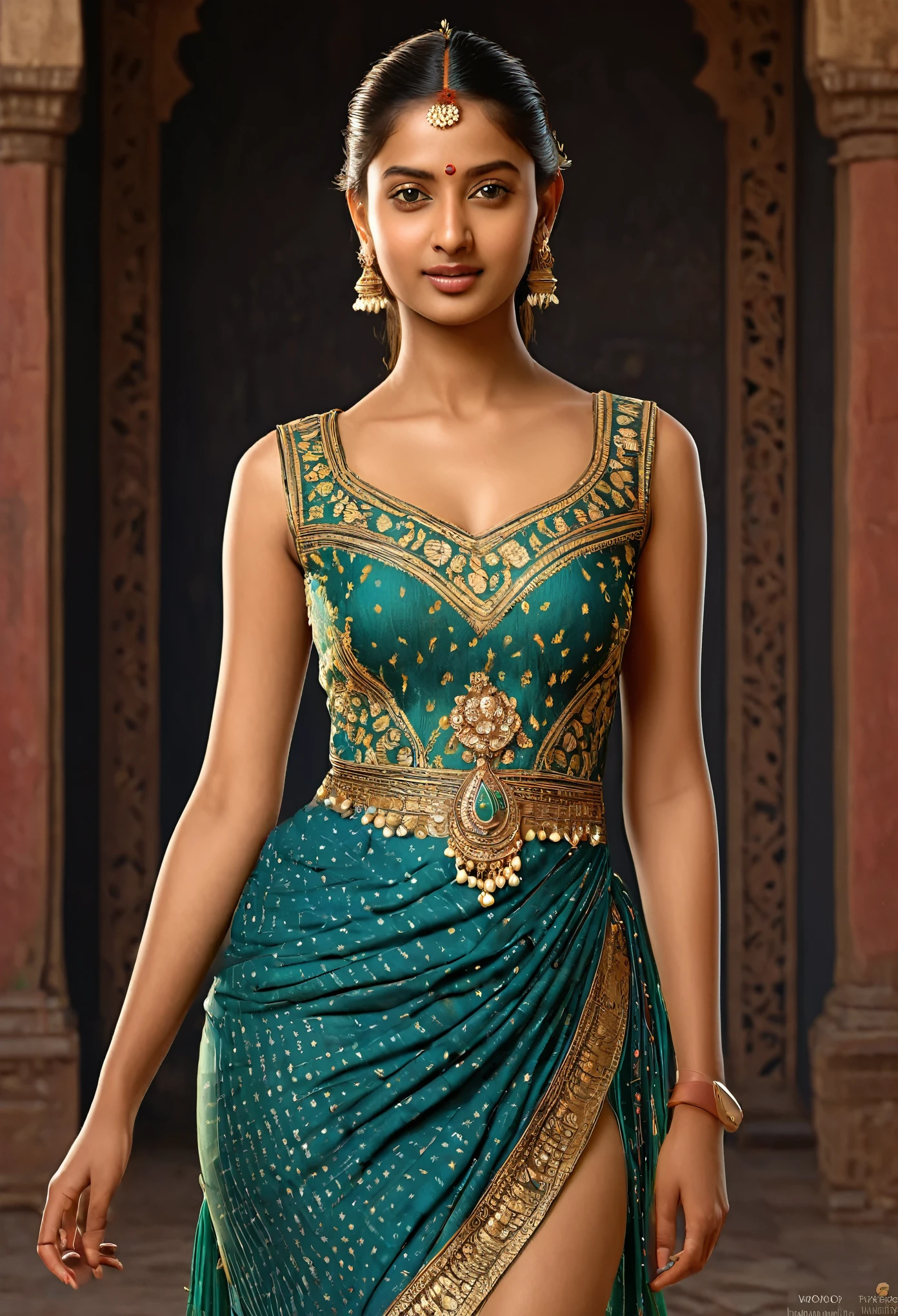 young Indian hot girl, 28-year-old, old looking top, 100 AD style dress, gentle lighting, intricate facial details, flawless complexion,full body picture, top-notch 3D rendering, hyper-realistic, photorealistic digital art trending on Artstation 8k HD high definition detailed realistic, detailed, skin texture, hyper detailed, realistic skin texture, armature, best quality, ultra high res, (photorealistic:1.4),, high resolution, detailed, raw photo, 400 camera f1.6 lens rich colors hyper realistic lifelike texture dramatic lighting