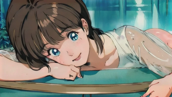 Detailed:1.2), (Photorealistic:1.1), (extra detailed face), (ultra-detailliert), 1 girl, hiyama hikaru, Delicate eyes and face, (NSFW, see-through leotard, Playboy Bunny, See-through), Sweaty skin, Slim and curvaceous body, (Smile:1.2), Open mouth, breasts, ((Casino)),