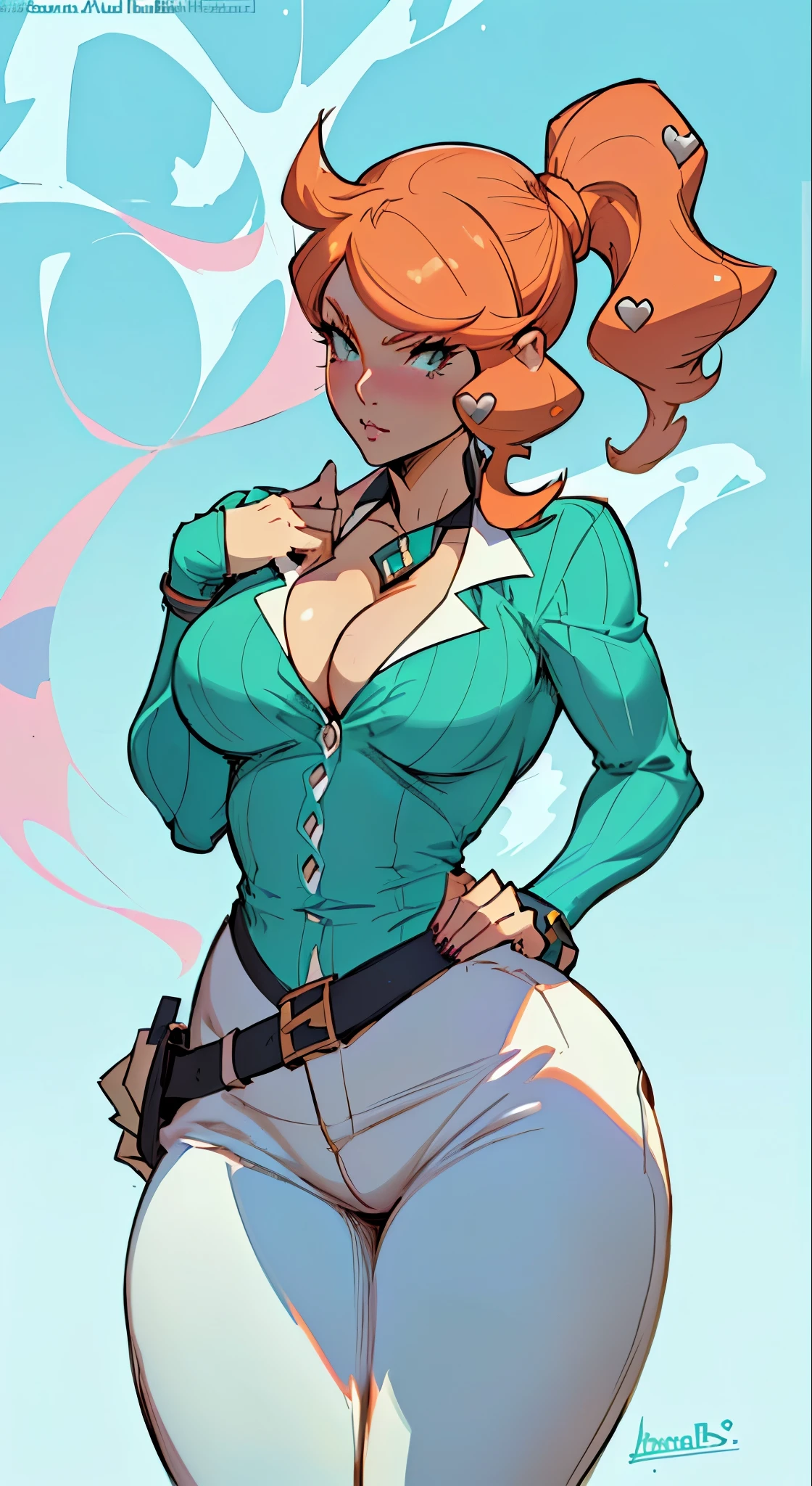 a close up of a cartoon of a woman, thicc, Sonia from pokemon, cutesexyrobutts, giantess art, artgerm and lois van baarle, style artgerm, high quality fanart