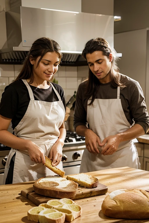 people in the kitchen producing artisanal bread
