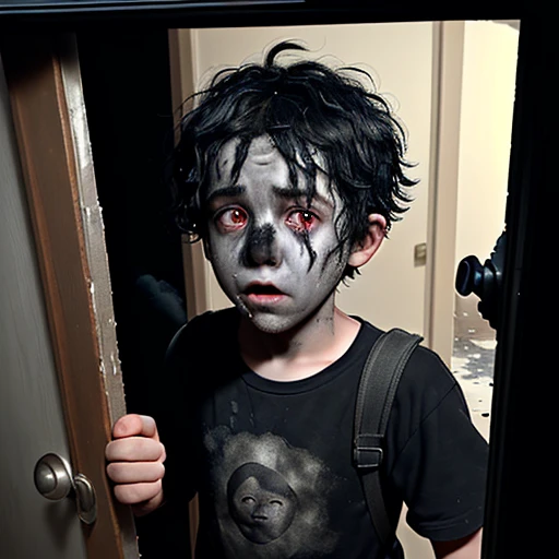 Filming a comedy about a boy covered in soot who opens a door and gets caught in an explosion