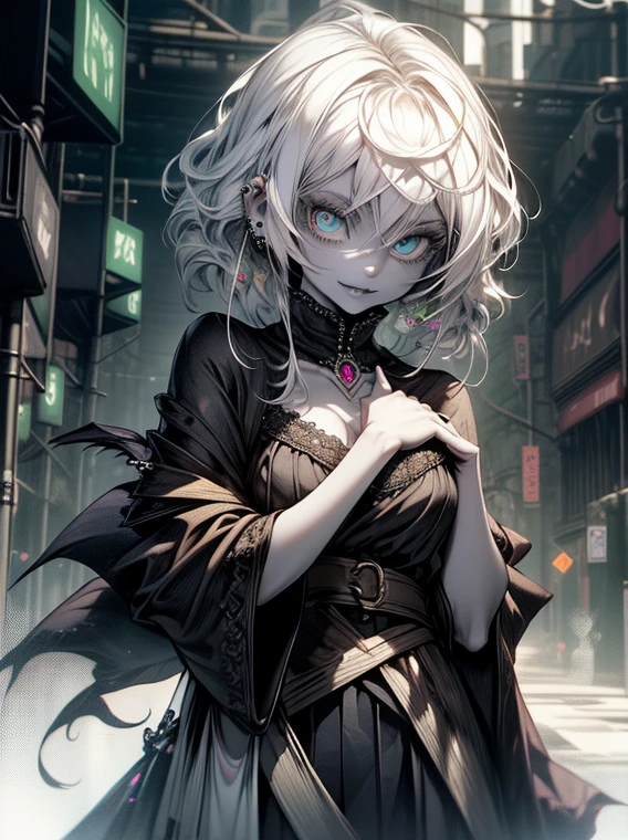 (necromance:1.2) girl, 1girl, perfect and well designed shiny eyes, (beautiful detailed emerald marsh eyes:1.05), natural breasts, slim body, beautiful and delicate face, (face detail), ((realistic face)), pores, ((pale skin)), detailed skin, realistic skin, medium length hair, hair voluminous, super high resolution, 8k, parameters Best quality, (masterpiece:1.4), (magic accessories:1.4), bracelets, necklaces, dark extremely detailed thick tight ((lacy silk clothing:1.3), (lacy wrap dress:1.2), (lycra kimono:0.8),(wild goth skirt:1.5)), shabby hood ruffles coat, embroidery and lace, jewelry ornaments, hair ornament, (neckline:1.3), (cleavage), decolette, navel, Young Girl, Little Beast, (crazy:0.7) Smile, (Pale Skin:2.0), (19 Piercings:1.6), ((tattoos all over body, Tribal tattoos all over legs)), surrounded by darkness, (Darkness:1.2), Dark Fantasy, ultra detailed, photorealistic, ((Real image)), (best quality:1.4), super high resolution, (Realistic 2.0), More details, (full body portrait), (((1girl))), (witchcraft:1.5), magic energy flows and sparkles, (futurism:1.4), (cyberpunk:1.2), (magic technologies:1.3), (beautiful and aesthetic:1.2), (fractal art:1.4), (cinematic light:1.1), DUTCH ANGLE, 16K, HDR, RTX, Ray Tracing, Radiosity, Anisotropic Filtering, Subsurface Scattering, (((magic lights))), metallic reflections, Detailed, Realistic, 4k highly detailed digital art, (cool_color), extremely detailed CG unity 8k wallpaper, vibrant colors