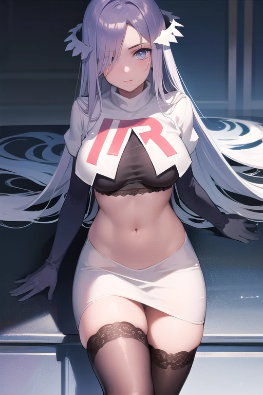 quinella, quinella, absurdly long hair, (purple eyes:1.1), long hair, parted bangs, purple hair, very long hair, hair ornament,
BREAK team rocket,team rocket uniform,white skirt,red letter R,crop top,black thigh-highs,black elbow gloves,
BREAK looking at viewer, cowboy shot,
BREAK (masterpiece:1.2), best quality, high resolution, unity 8k wallpaper, (illustration:0.8), (beautiful detailed eyes:1.6), extremely detailed face, perfect lighting, extremely detailed CG, (perfect hands, perfect anatomy),