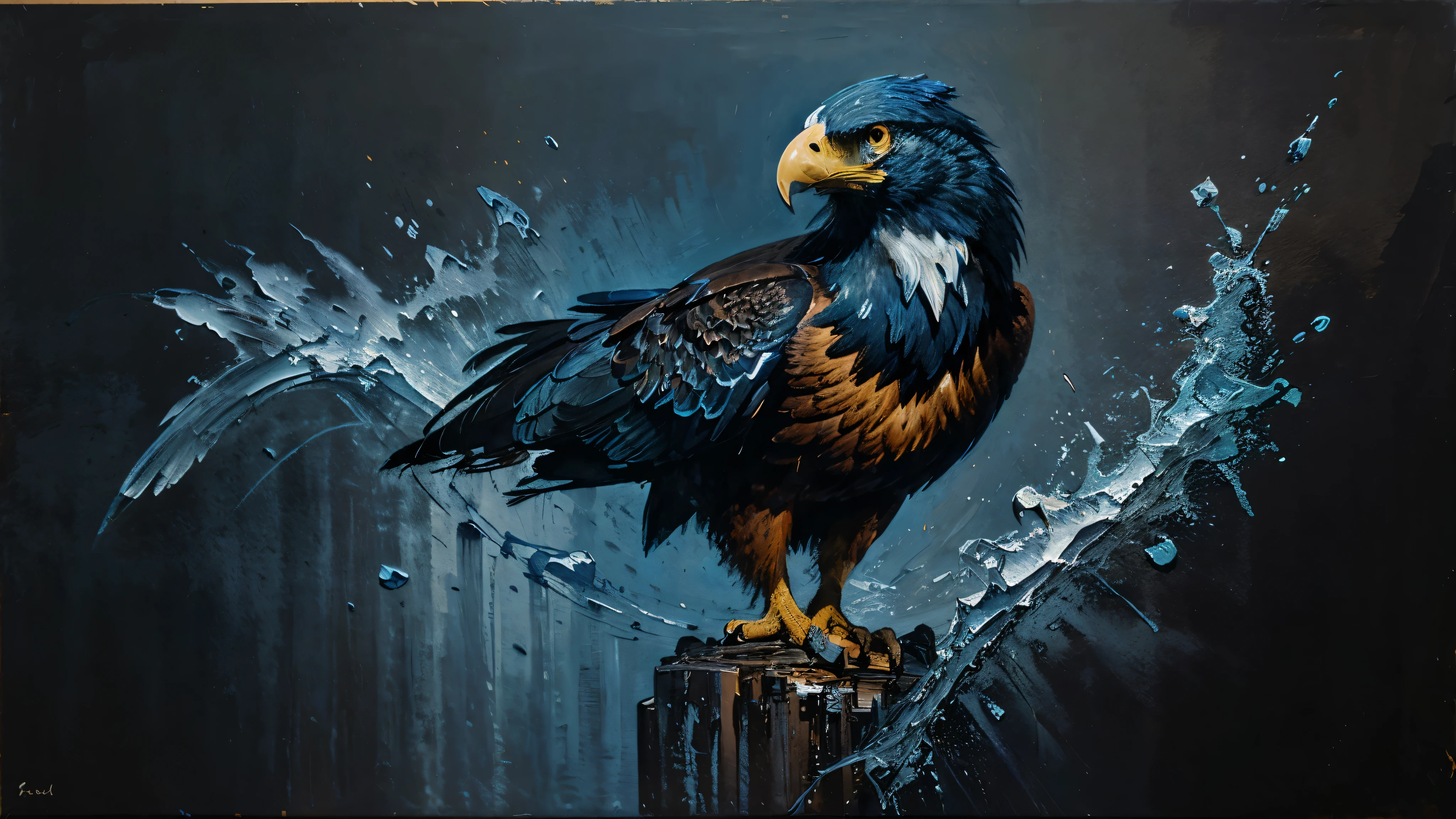 abstract blue eagle oil painting