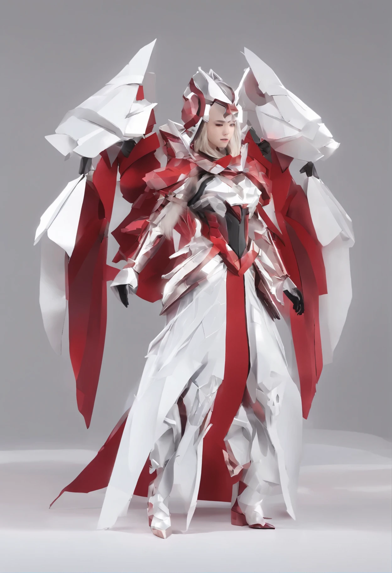 World Style，Armor Girl，Crystal material（3D Rendering Armor，refractive index：1.76 - 1.78，Albedo：0.03 - 0.05，ambient Light：Between 20-50，color：Dark Red, Medium saturation，Type of Light：ambient Light：1.2，Light source color：北極Light，Light源强度：Between 1 and 2，Light源方向：Adjust the position and direction of the Light source appropriately according to the shape and material of the object，Number of Light sources：2 - 3 Light sources
）Crystal exoskeleton，Red cape，beautiful female knight，Detailed fantasy art，Red crystal armor，（Red crystal：15），（Red 0.5），（Crystal texture：1.5），Light滑的表面，high transparency，HD晰度，Textures and details inside materials，Piezoelectric effect，逆Piezoelectric effect，Light學繞射，amazing armor，2.5D CGI fantasy artwork， 4k details fantasy，High Detail, Surrealism, Cubism, Constructivism, Chiaroscuro, Light线追踪, backLight, Stereoscopic View, Light, UHD, Retina, masterpiece, precise, Anatomically correct, high resolution, best quality, Textured Skin, HD, 4k