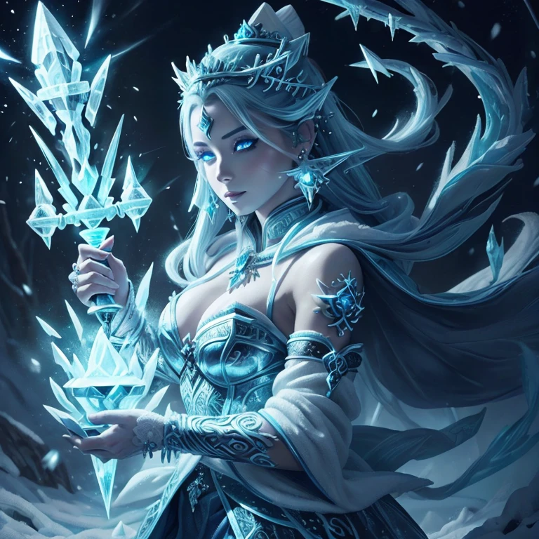 (better quality,ultra-detailed,Realistic:1.37)、1girl, she is using magic spell,IceMagicAI,she is using ice magic ;she is wearing very sexy outfit,small skirt,we see her lingerie colored, porte jarretelle,milf 30 years、(piercing eyes:1.5)、look agressif、elegant outfit、ice  magicarcs dancing around、hold a large magic scepter enchanted with frost magic,outside, scene of launching an spell with a magic circle,  corps entier,