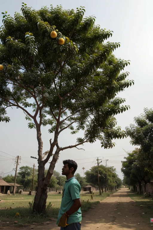 In the center of Rahul's village stood a magnificent mango tree, its branches heavy with ripe, juicy fruit.