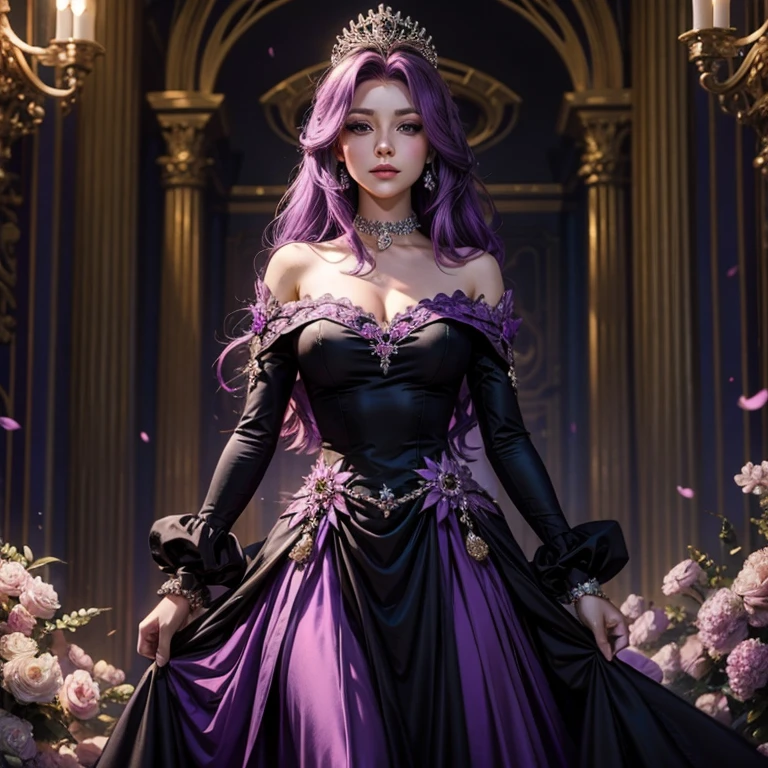 princess majestic woman with purple hair and black dress