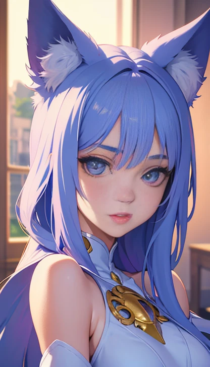 a cute anime cat girl, beautiful detailed eyes, beautiful detailed lips, extremely detailed face and features, longeyelashes, young and beautiful, slim and slender body, intricate detailed clothing, magical fantasy setting, glowing soft lighting, highly detailed, (best quality,4k,8k,highres,masterpiece:1.2),ultra-detailed,(realistic,photorealistic,photo-realistic:1.37),vibrant colors,soft pastel color palette