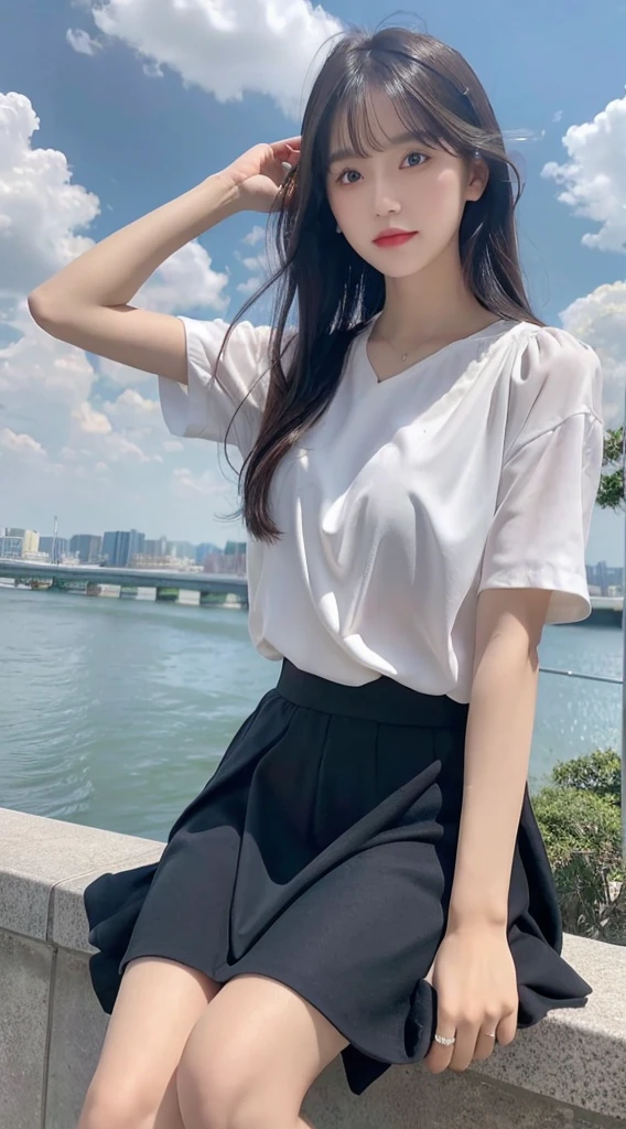 1girl, in HangZhou, posing at a famous site in Hangzhou, Hangzhou west lake, sexy pose, full body, head to toe, 8k, RAW photo, best quality, masterpiece,realistic, photo-realistic, big tits, wearing casual clothes, long sleeves shirt, show cleavage,