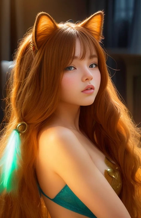 1girl, solo, full body, (masterpiece:1.21), (best quality:1.2), colorful, (illustration:1.2), (cinematic lighting:1.1), magic lights, floating , genitalia visible,  naked , spread legs, ginger long hair with braids, floating hair, magical lights in her hands, glowing eyes, focus expression, mage battle pose