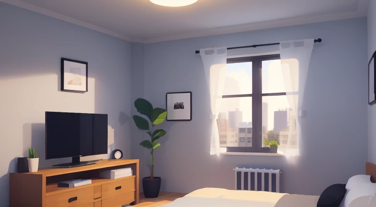 inside, interor, apartment, bedroom, cartoon 