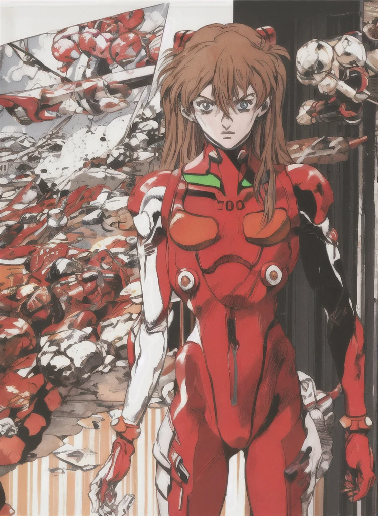 ral-vlntxplzn standing of souryuu asuka langley interface headset, red bodysuit 