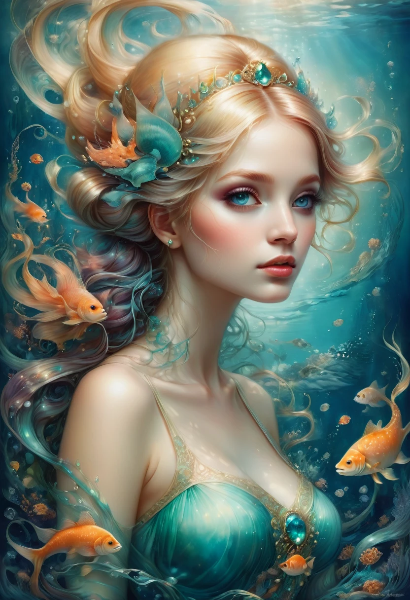 Mermaid Princess, by anna dittmann, best quality, masterpiece, very aesthetic, perfect composition, intricate details, ultra-detailed