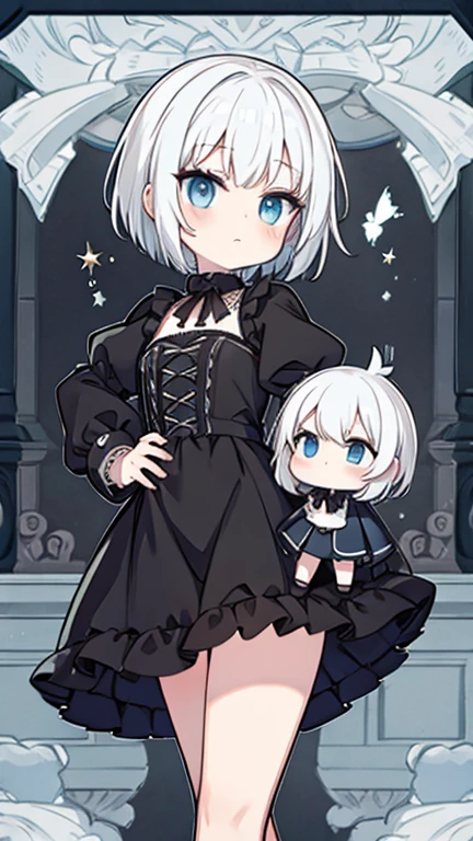 white hair,short hair,Gothic,Blackening