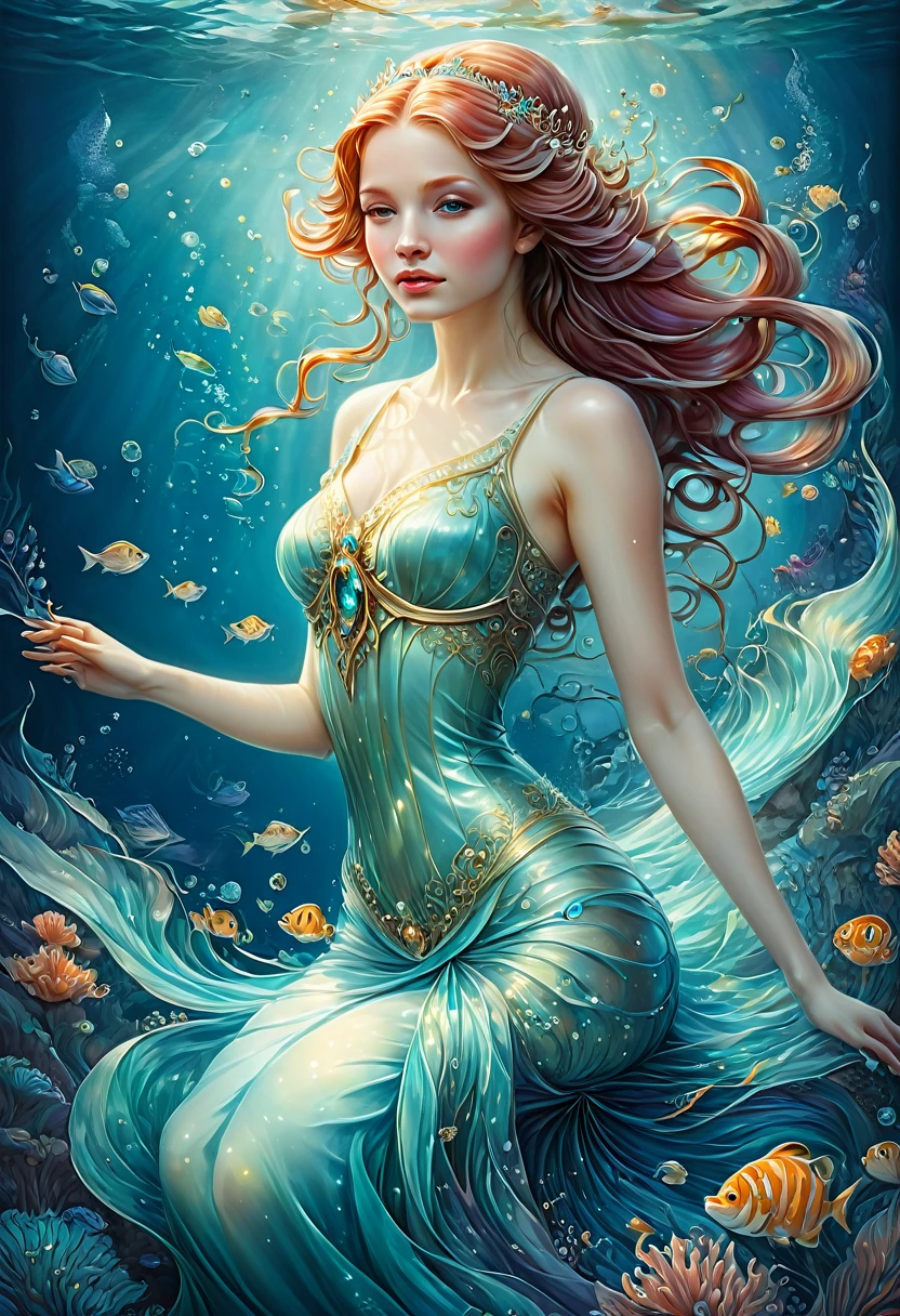 Mermaid Princess, by anna dittmann, best quality, masterpiece, very aesthetic, perfect composition, intricate details, ultra-detailed