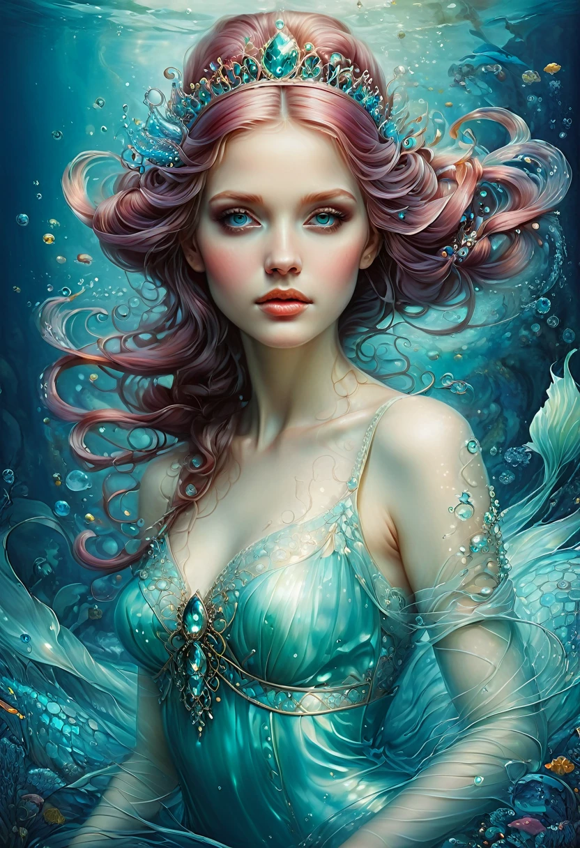 Mermaid Princess, by anna dittmann, best quality, masterpiece, very aesthetic, perfect composition, intricate details, ultra-detailed