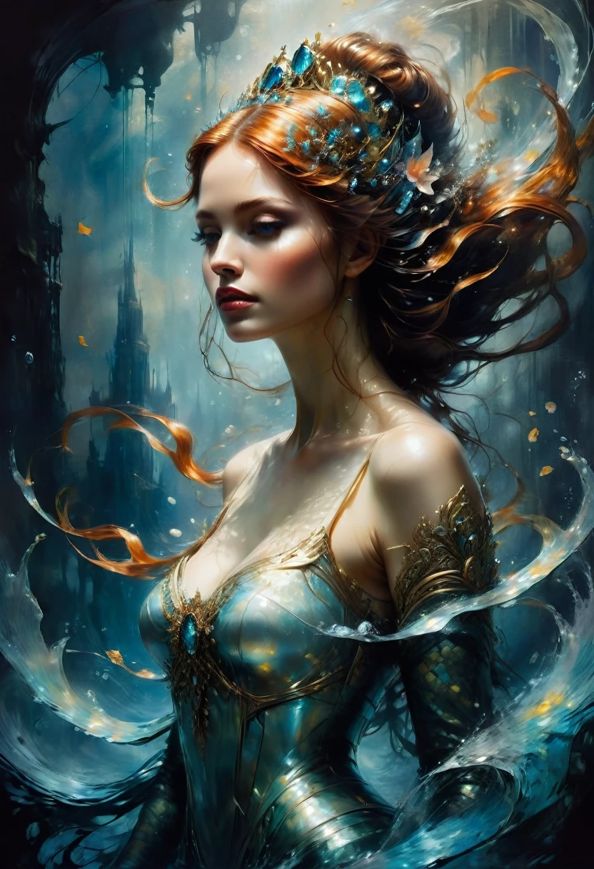Mermaid Princess, by Jarek Kubicki, best quality, masterpiece, very aesthetic, perfect composition, intricate details, ultra-detailed