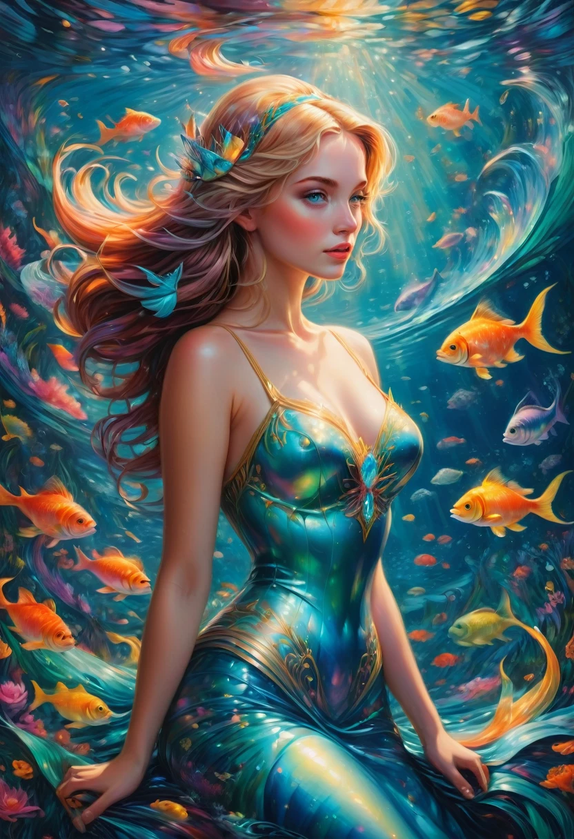 Mermaid Princess, by Alice Bailly and Brandon Woelfel, best quality, masterpiece, very aesthetic, perfect composition, intricate details, ultra-detailed