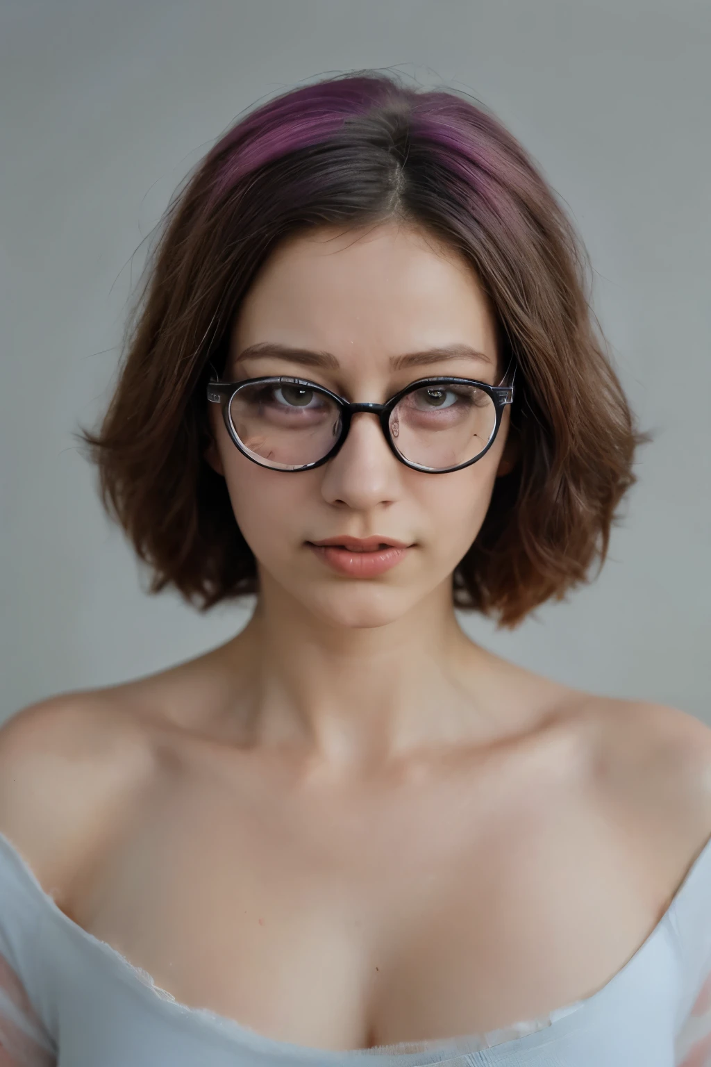melhor qualidade, detalhado, rosto perfeito, mulher, Eyeglasses, cabelos castanhos escuros, feliz, estilo disney pixar, com cores vibrantes e elementos 3D, cartoon, painting, illustration, (worst quality, low quality, normal quality:2)