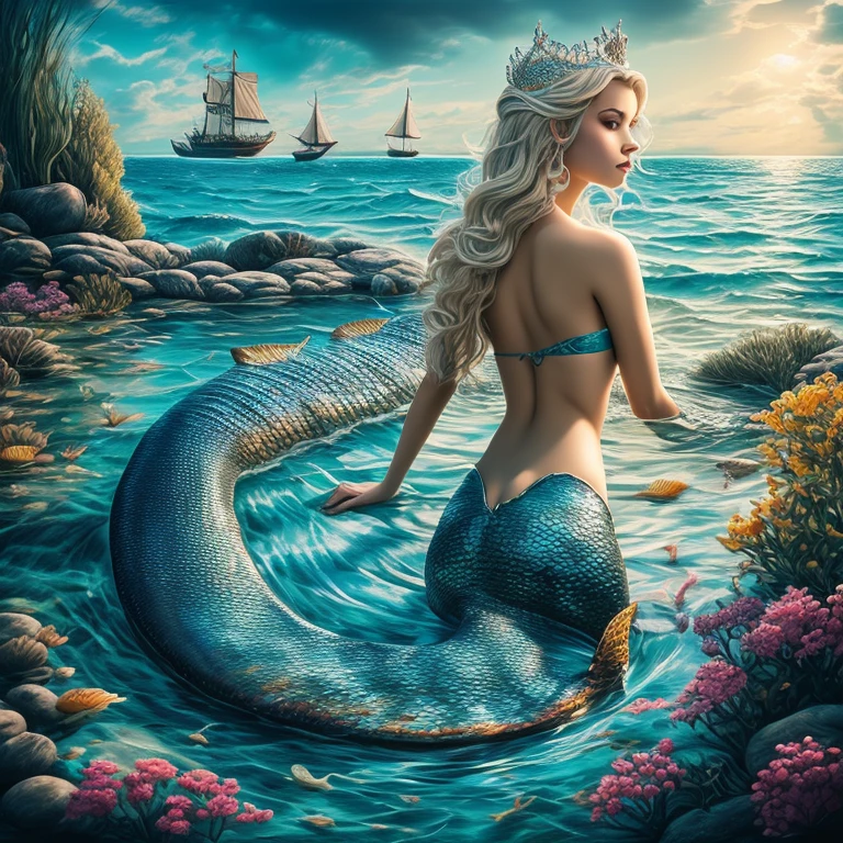 Mermaid Princess, best quality, masterpiece, very aesthetic, perfect composition, intricate details, ultra-detailed