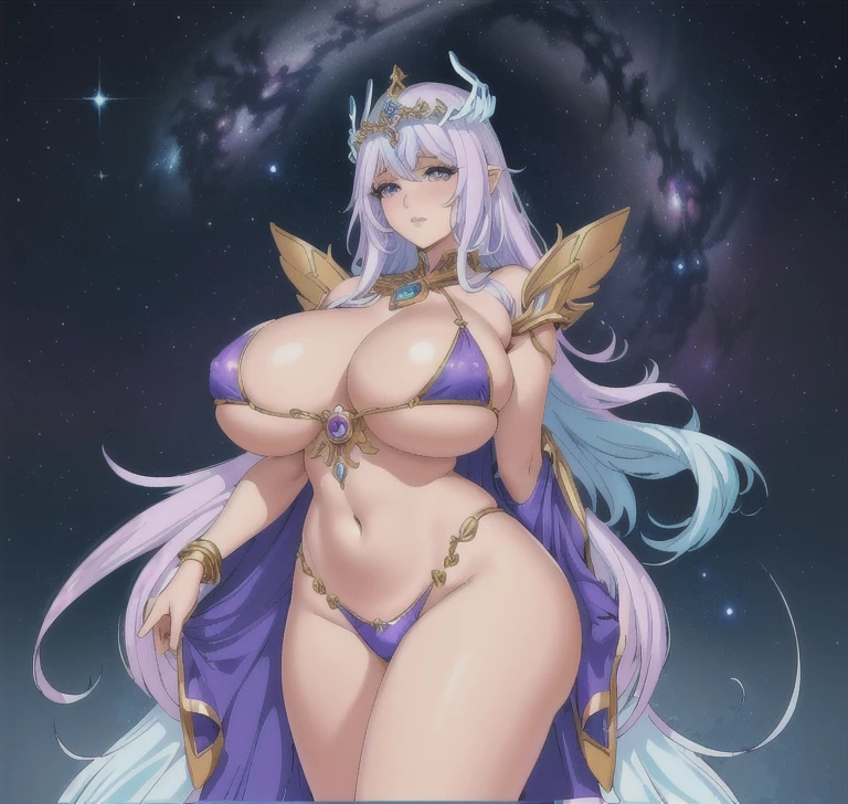 Close up of cartoon picture of woman in bikini, anime goddess, Beautiful Celestial Mage, Powerful busty witch, A goddess the size of the Milky Way, Fairy Queen, ((Beautiful fantasy queen)), Beautiful fantasy queen, Huge stunning goddess photo shoot, goddess of galaxies, Goddess of mischief, Goddess of Heaven, an Fairy Queen, Popular on cgstation