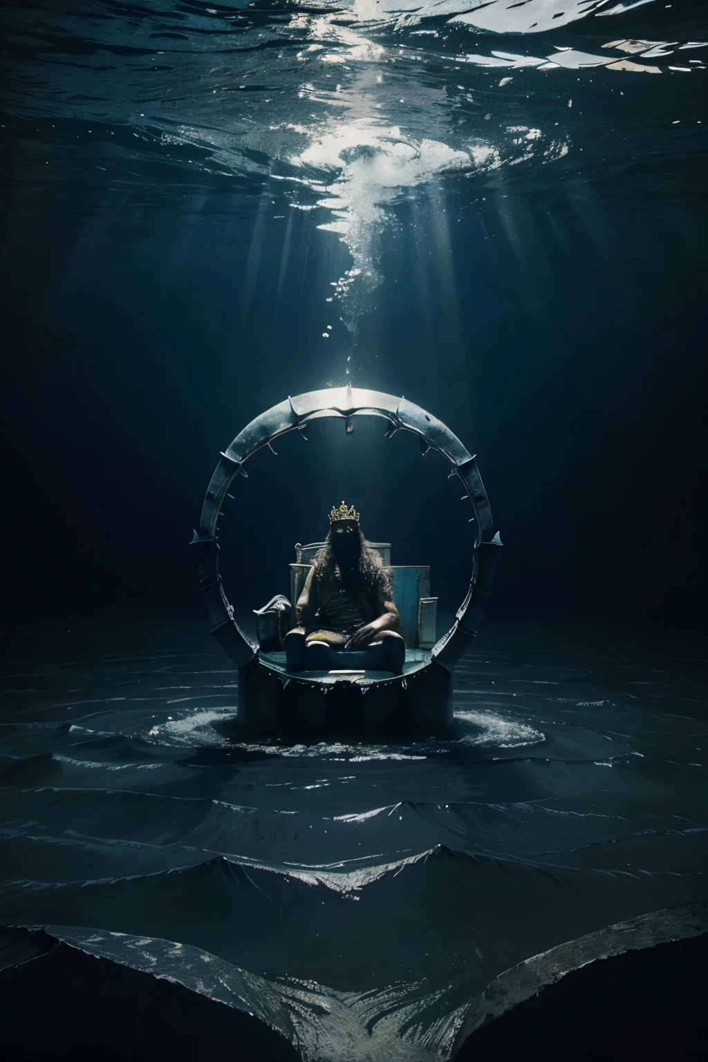 Make a picture of a king of the sea , but sad as if I were in the greatest loneliness