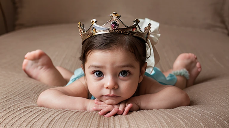 /image prompt A new born baby wearing a Princess crown in her head 3D imagination, Personality