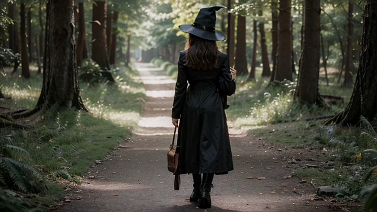 /image prompt A dangeorous witch going to forest with the baby  3D imagination, personality