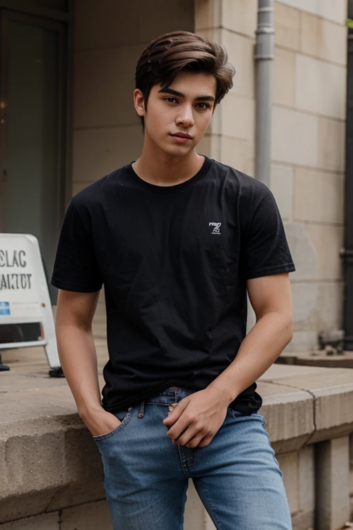 Drawing of a 21 years old boy wearing tshirt and jeans