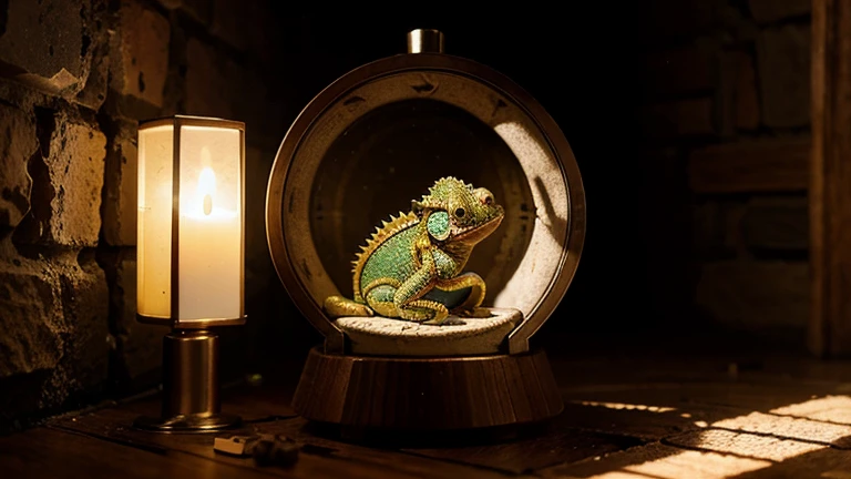 /image prompt A small chameleon was sitting in the tower 3D imagination, Personality