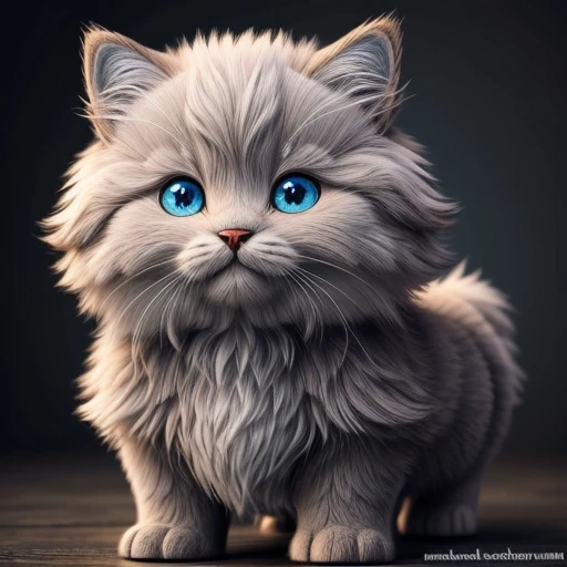 (1Fantasy creature), detailed intricate colorful background, high realism, adorable, loving cute eyes, happy, friendly, grey, brown, white, (((large body))) fluffy, cute BREAK soft fur, fluffy, fuzzy, adorable, high resolution, 8k