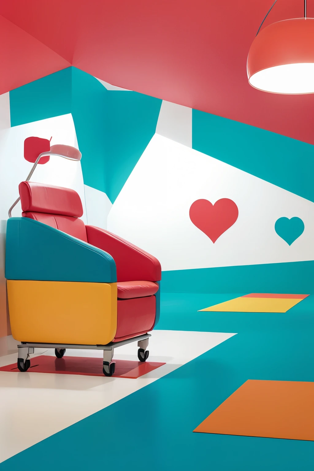 Design in the healthcare sector, with fun colors for children. Desenho animado