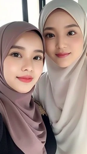 Beautuful Women、hijab, indonesian, a room、selfee、White Room、The face is cute、Vanrak Ayyans appears. beautiful、a couple girls