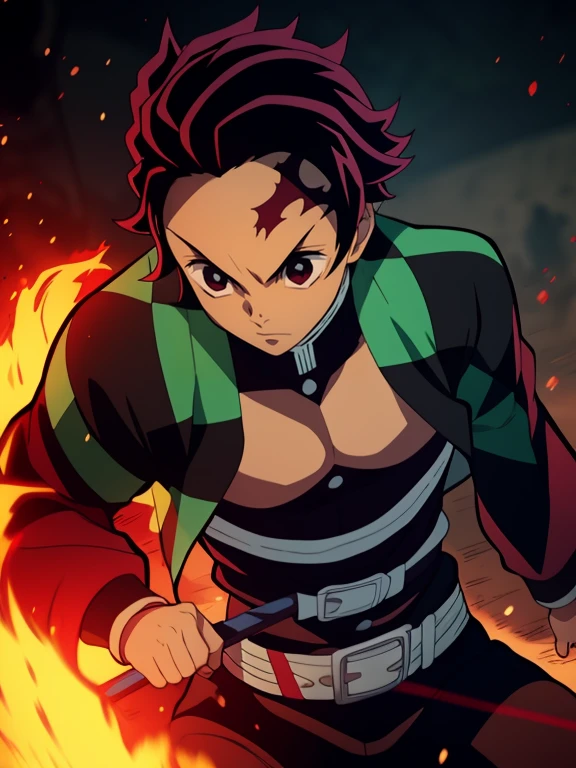 high resolution, Fondos de pantalla de arte anime 8K, epic composition, batalla, Personaje de anime con una espada en el fondo de fuego y agua., neblina,enfoque masculino, Cute guy in asesino de demonios art, ,no shirt, muscular,asesino de demonios Art Style, asesino de demonios rui fanart, anime rudo 8k, asesino de demonios, arte clave de anime, Fondos de pantalla manga 4k, Kimetsu no Yaiba, anime wallaper, Ultratransparente, ultra detallado, muy extremadamente hermoso, epic anime artwork, Fondos de pantalla de arte anime 8K, Arte local
