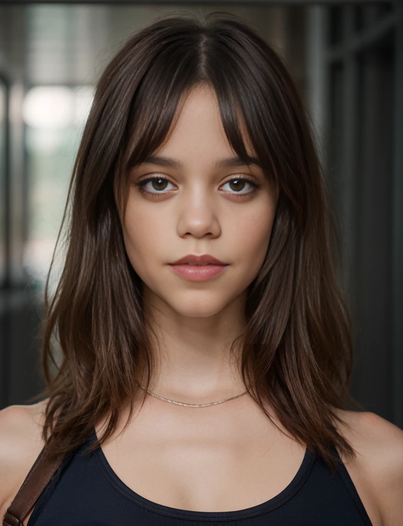 Foto de jortega, vestida em uniforme de supergirl com rasgos, saia vermelha, somente, uniforme rasgado, decote, olhos azuis, Corte de pelo bob inverso, seios grandes, facing-camera, interior de academia, luz artificial, Cineasta, Photo Session, Capturado pela Panavision Panaflex Platinum Camera com Panavision Primo Primes 75mm T1 Spherical Lens.9