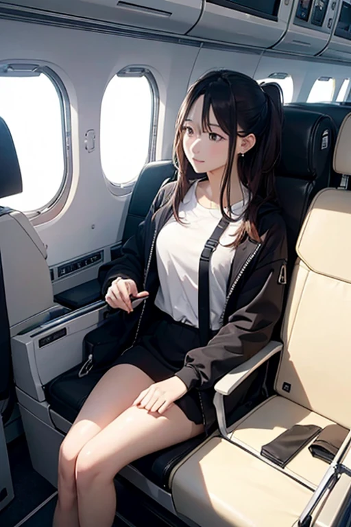 (8K), (Best Quality), (Mastepiece: 1.2)、Inside the aircraft Two passengers